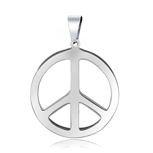 BlackAmazement Anhänger 316L Edelstahl Halskette Peace Sign CND-Symbol nukleare Abrüstung Friedenszeichen Symbol Silber Damen Herren (Anhänger mit Kette) von BlackAmazement