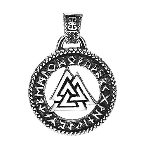 BlackAmazement Anhänger 316L Edelstahl Halskette Runen Valknut Wotansknoten Symbol Germanen Wikinger Damen Herren (Anhänger mit Kette) von BlackAmazement