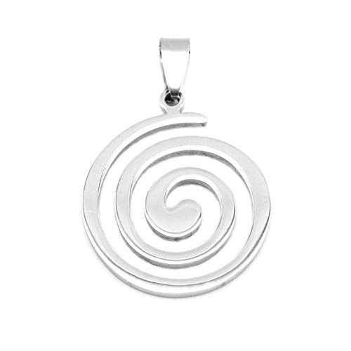 BlackAmazement Anhänger 316L Edelstahl Schnecke Wirbel Swirl Kelten 500mm Lederband Halskette Silber Gold Damen Herren (Anhänger mit Kette) von BlackAmazement