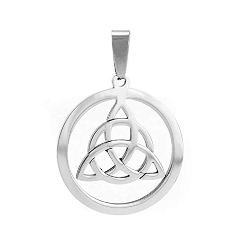 BlackAmazement Anhänger Halskette 316L Edelstahl Triqueta Knoten der Dreisamkeit Dreieck Kreislauf des Lebens Kelten Germanen Wikinger500mm Lederband Damen Herren (Anhänger ohne Kette) von BlackAmazement