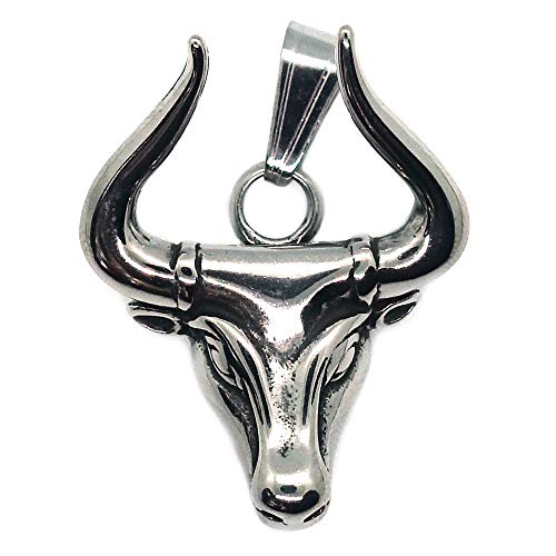 BlackAmazement Anhänger Halskette Kette Stier Tierkreiszeichen Sternzeichen Silber Biker Herren (Anhänger ohne Kette) von BlackAmazement