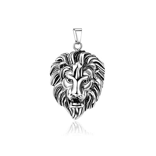 BlackAmazement Anhänger mit Kette Halskette Löwe Lion Silber Biker Herren von BlackAmazement