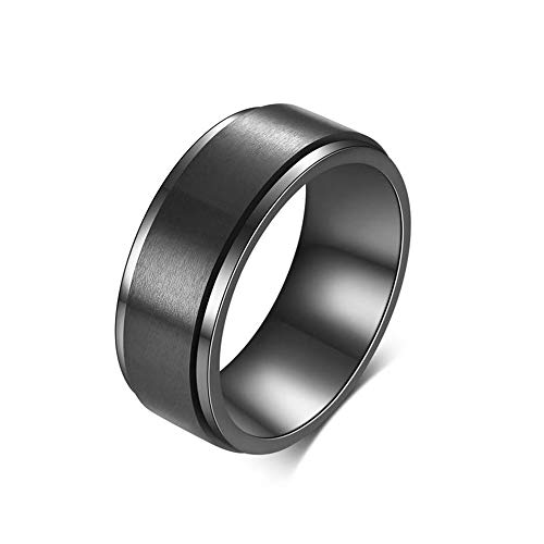BlackAmazement Drehring Edelstahl gebürstet Spinner Ring drehbar schwarz Silber Damen Herren (Schwarz, 63 (20.1)) von BlackAmazement
