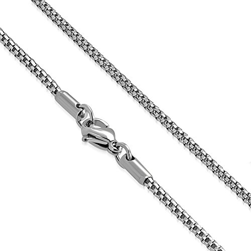 BlackAmazement Edelstahl Gliederkette Halskette Kette rund Rope mesh Silber Länge 50 cm Stärke 2 mm Herren Damen von BlackAmazement