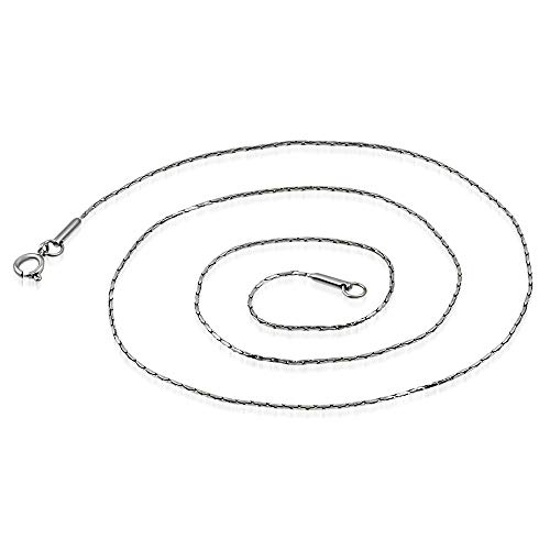 BlackAmazement Edelstahl Halskette Kette oval Rope mesh Silber Länge 44 cm Stärke 0,7 mm Herren Damen von BlackAmazement
