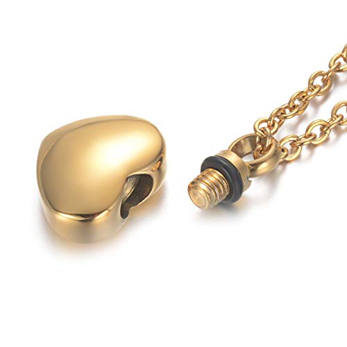 BlackAmazement Edelstahl Halskette mit Anhänger Herz Mini Behälter Asche Memorial Kapsel Damen Rose Gold Silber schwarz Damen (Gold) von BlackAmazement