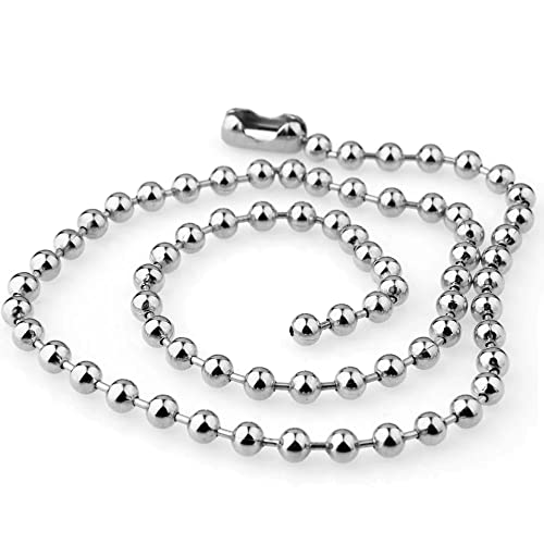 BlackAmazement Edelstahl Kette Halskette Kugelkette Silber Große Kugeln Big Balls Stärke 6mm Länge 40cm 45cm 50cm 60cm Silber Punk Biker Damen Herren (60) von BlackAmazement