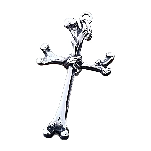 BlackAmazement Edelstahl Kreuz Anhänger Halskette Cross Knochen Bones Knochenkreuz Silber schwarz Gothic Biker Kette Damen Herren (Anhänger ohne Kette) von BlackAmazement