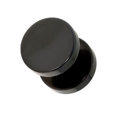 BlackAmazement Fake Plug 316L Edelstahl Piercing 5-18 mm schwarz Silber Herren Damen (Farbe Schwarz - 12mm Durchmesser) von BlackAmazement