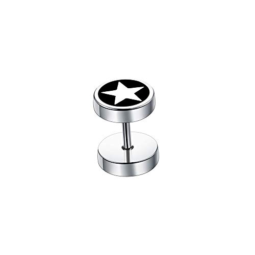 BlackAmazement Fake Plug Piercing Ohrstecker Stern Star 8mm Silber schwarz Damen Herren von BlackAmazement