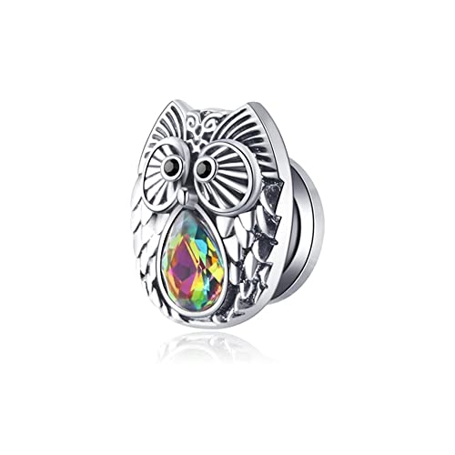 BlackAmazement Flesh Ohr Tunnel Plug Inlay Piercing 316L Edelstahl Eule Owl Zirkonia Mehrfarbig Damen (Ø 10mm - 1 Stück) von BlackAmazement