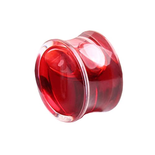 BlackAmazement Flesh Ohr Tunnel Plug Inlay Piercing Kunststoff gefüllt Liquid Flüssigkeit rot Blut Gotic Punk Biker Damen Herren (Ø 16mm - 1 Stück) von BlackAmazement