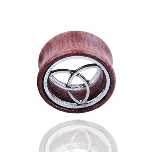 BlackAmazement Flesh Tunnel Plug Inlay Piercing Holz Wood Triqueta Knoten der Dreisamkeit Kelten Wikinger Germanen Herren Damen (08mm - 1 Stück) von BlackAmazement