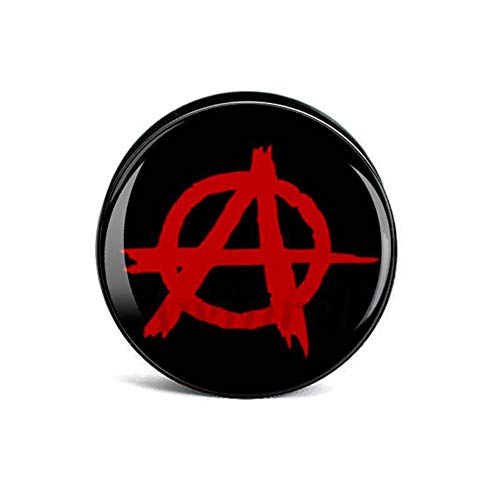 BlackAmazement Flesh Tunnel Plug Inlay Piercing Kunststoff Anarcho Zeichen Anarchy A rot schwarz Punk Damen Herren (20 mm - 1 Stück) von BlackAmazement