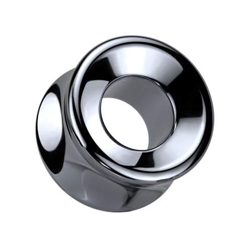 BlackAmazement Hämatit Flesh Ohr Tunnel Plug Inlay Piercing Tube anthrazit ultraleicht Damen Herren (Ø 10mm - 1 Stück) von BlackAmazement