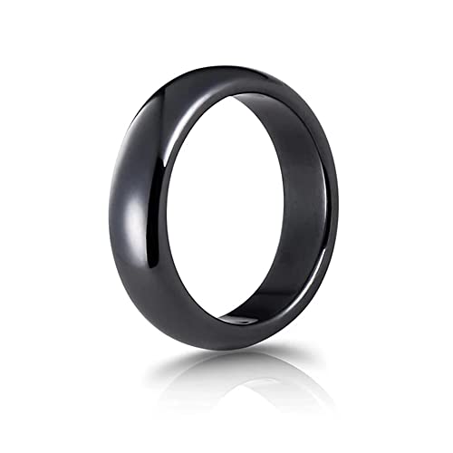 BlackAmazement Hämatit Ring Naturstein Mineral schwarz 6mm abgerundet Damen Herren (57 (18,1)) von BlackAmazement