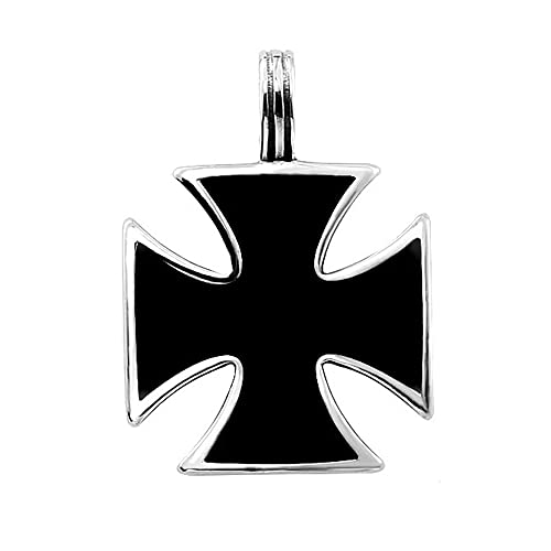 BlackAmazement Halskette Anhänger 316L Email Edelstahl Eisernes Kreuz Cross Kelten Celtic Silber Damen Herren (Großes Kreuz mit Kette) von BlackAmazement