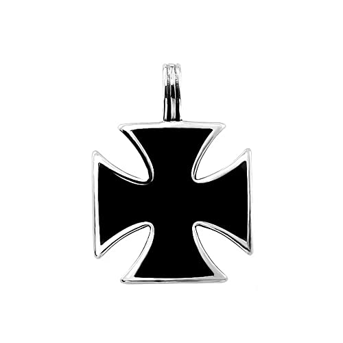 BlackAmazement Halskette Anhänger 316L Email Edelstahl Eisernes Kreuz Cross Kelten Celtic Silber Damen Herren (Kleines Kreuz ohne Kette) von BlackAmazement
