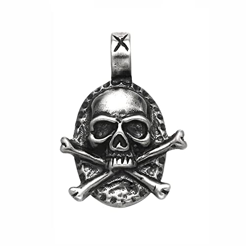 BlackAmazement Halskette Anhänger Edelstahl Totenkopf Schädel Skull Crossed Bones Pirat Silber Biker Herren (Anhänger ohne Kette) von BlackAmazement