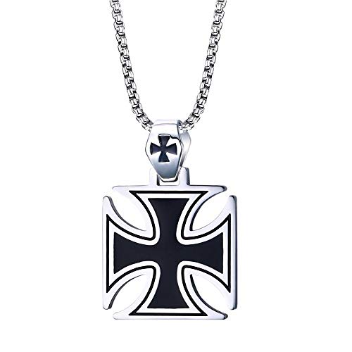 BlackAmazement Halskette mit Anhänger Edelstahl Eisernes Kreuz Cross Kelten Celtic Silber Damen Herren von BlackAmazement