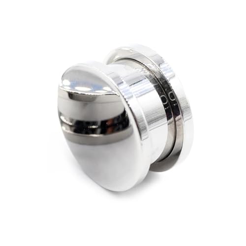 BlackAmazement Holz Flesh Ohr Tunnel Plug Piercing Spiegel Spiegelnd Reflektierend Reflektion Silber Herren Damen (Ø 14mm - 1 Stück) von BlackAmazement