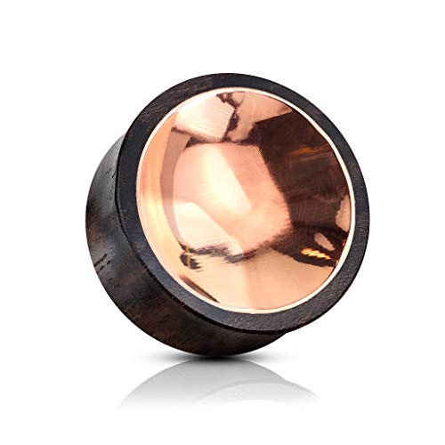 BlackAmazement Holz Plug Flesh Tunnel Inlay Piercing Konkav beidseitig nach innen gewölbt Rose Gold Silber Damen Herren (Farbe Rosegold- Trage-Ø 14mm) von BlackAmazement