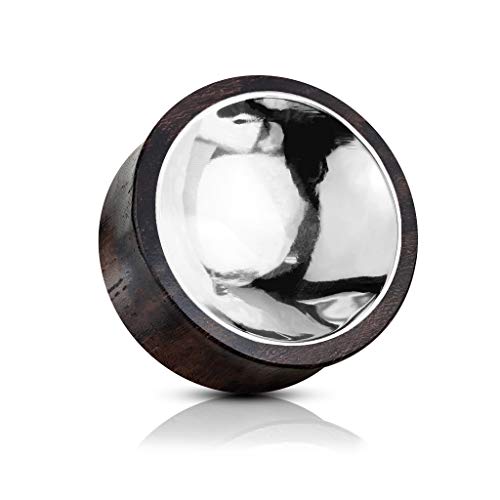 BlackAmazement Holz Plug Flesh Tunnel Inlay Piercing Konkav beidseitig nach innen gewölbt Rose Gold Silber Damen Herren (Farbe Silber - Trage-Ø 16mm) von BlackAmazement
