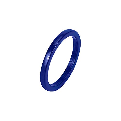 BlackAmazement Keramik Ring Beisteckring weiß rosa blau schwarz 2mm Damen Herren (Blau, 55 (17.5)) von BlackAmazement