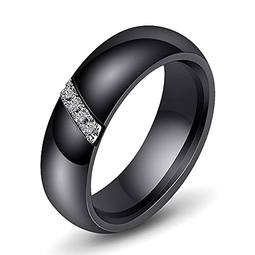 BlackAmazement Keramik Ring Zirkonia CZ besetzt weiß schwarz 6mm Damen (Schwarz, 52 (16.6)) von BlackAmazement