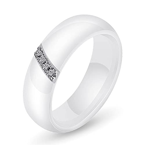 BlackAmazement Keramik Ring Zirkonia CZ besetzt weiß schwarz 6mm Damen (Weiß, 55 (17.5)) von BlackAmazement