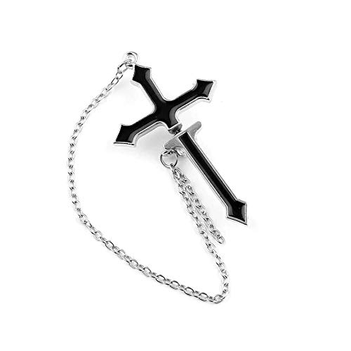 BlackAmazement Ohrstecker Ohrhänger Kette Kreuz Cross schwarz silber Gothic Punk Metal Damen Herren von BlackAmazement