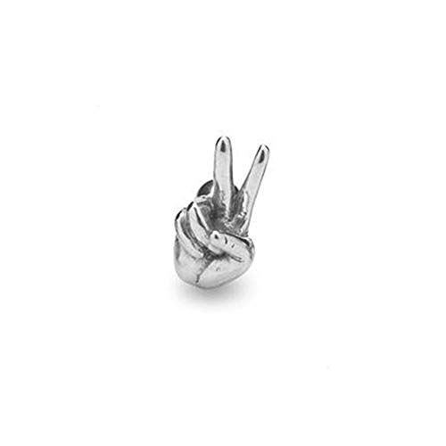 BlackAmazement Piercing Helix Ohrstecker 316L Edelstahl Hand Finger Geste Victory Zeigefinger Perfekt gehörnte Hand Silber Herren Damen (Victory Zeichen) von BlackAmazement