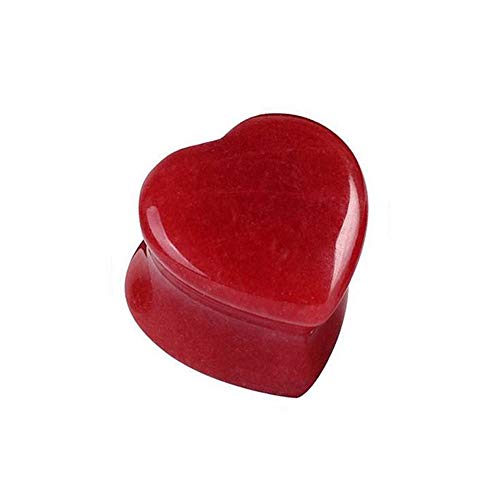 BlackAmazement Quarz Flesh Tunnel Plug Piercing Herz Form Heart Shape rot rosa Stein Damen (Farbe Rot - 12mm - 1 Stück) von BlackAmazement