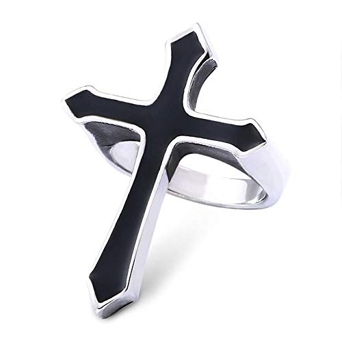 BlackAmazement Ring 316L Edelstahl Massiv Riesen Kreuz Cross Schwarz Silber Gothic Herren Damen (63 (20.1)) von BlackAmazement