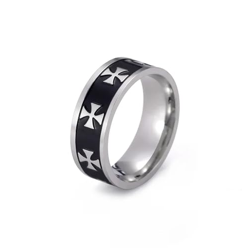 BlackAmazement Ring Edelstahl Eisernes Kreuz Iron Cross Biker Schwarz Silber Biker Herren (60 (19,1)) von BlackAmazement