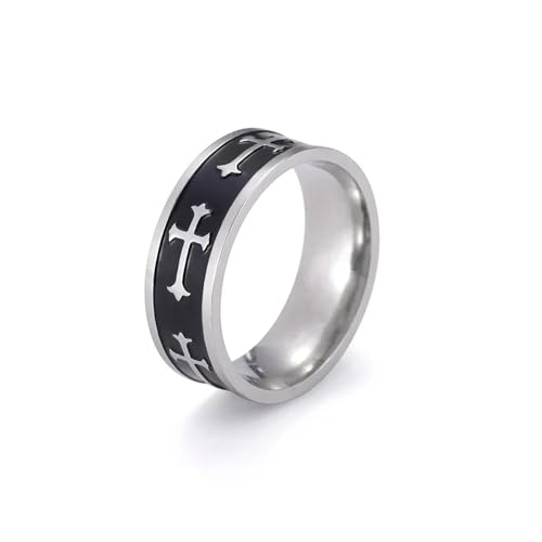 BlackAmazement Ring Edelstahl Keltenkreuz Celtic Cross Biker Schwarz Silber Biker Gothic Herren (60 (19,1)) von BlackAmazement