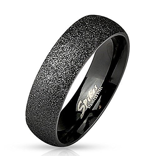 BlackAmazement Ring Edelstahl Silber Schwarz Rainbow Rosegold Sandgestrahlt Damen Herren (Farbe - Schwarz, 55 (17.5)) von BlackAmazement