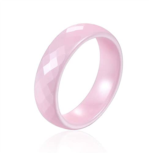 BlackAmazement Ring Keramik facetiert prism cut rosa weiß schwarz 6mm Damen (Rosa, 57 (18.1)) von BlackAmazement