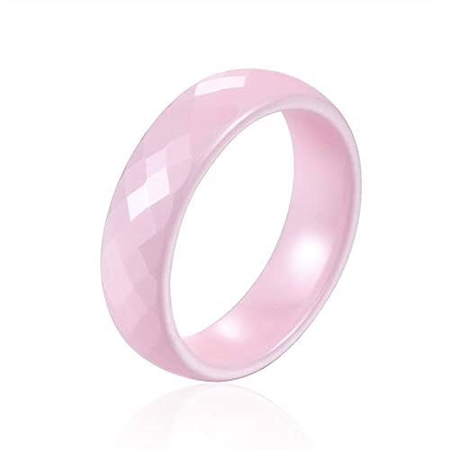 BlackAmazement Ring Keramik facetiert prism cut rosa weiß schwarz 6mm Damen (Rosa, 60 (19.1)) von BlackAmazement