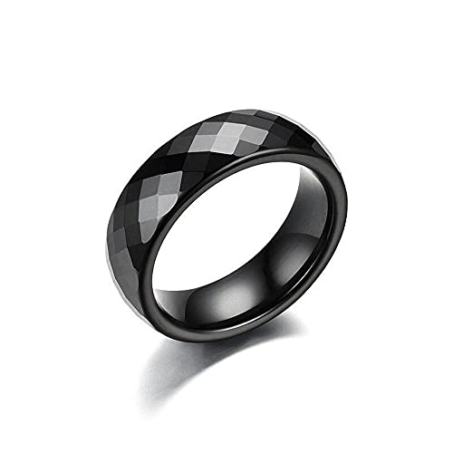 BlackAmazement Ring Keramik facetiert prism cut rosa weiß schwarz 6mm Damen (Schwarz, 60 (19.1)) von BlackAmazement