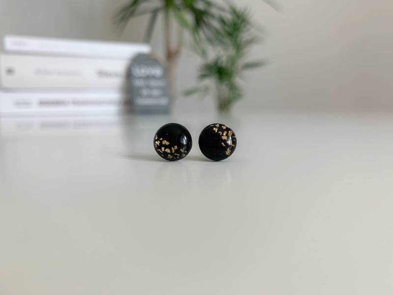 Schwarz Und Gold Ohrringe, Titan Blattgold Elegante Ohrringe Für Empfindliche Ohren, Niedliche Sie, Schwarz von BlackAndWhiteJewelry