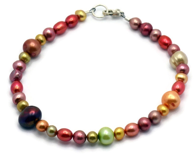 Harvest Gold Kupfer Mix, Süßwasserperlen Armband, Beste Perlen Schlichtes Perlenschmuck, Sterling Silber Harvest Gold Kupfer Mix, Süßwasserperlen Armband, Beste Perlen Schlichtes Perlenschmuck, Sterling Silber von BlackBrookShop