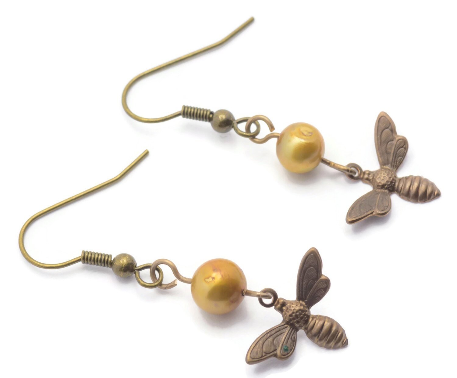 Honigbienen Ohrringe, Bienen Frauen Insekt Schmuck, Süßwasser Perlen Frau Ohrringe Geschenk Honigbienen Ohrringe, Bienen Frauen Insekt Schmuck, Süßwasser Perlen Frau Ohrringe Geschenk von BlackBrookShop