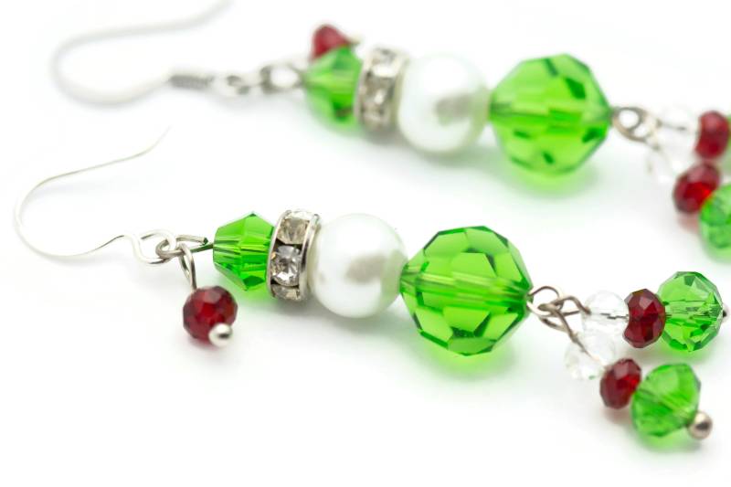 Kristallglas Weihnachtselfen Versilberte Ohrringe - Ea00375 von BlackBrookShop