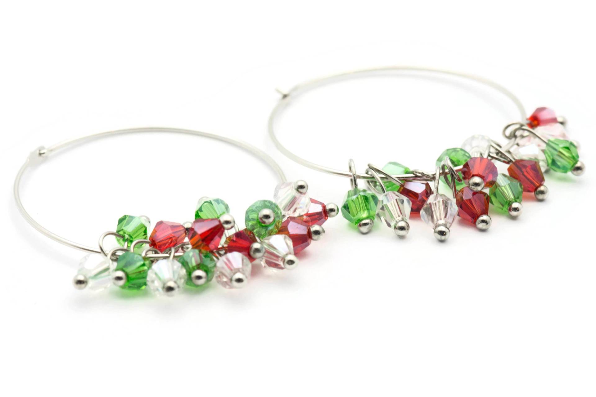 Weihnachten Creolen | Rote & Grüne Kristall Festliche Ohrringe Silber Offene 30mm - Ea00482 Weihnachten Creolen | Rote & Grüne Kristall Festliche Ohrringe Silber Offene 30mm - Ea00482 von BlackBrookShop