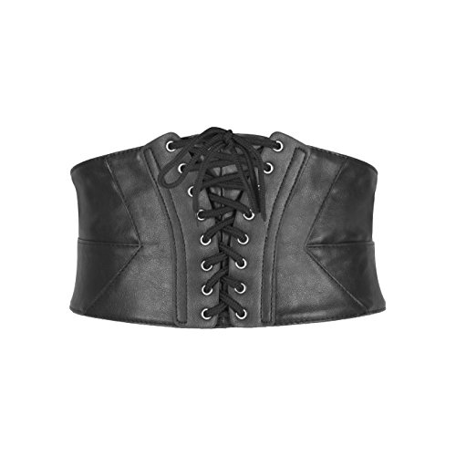 BlackButterfly Breites Korsett Waspie elastische Taille Kunstleder Gürtel (Schwarz, L) von BlackButterfly