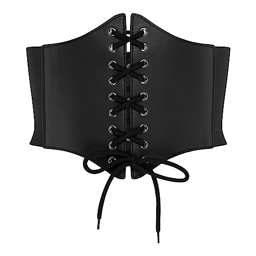 BlackButterfly Elastisch Halloween Cosplay Kostüm Taille Bindeband Waspie Korsett Gürtel (Schwarz, M) von BlackButterfly