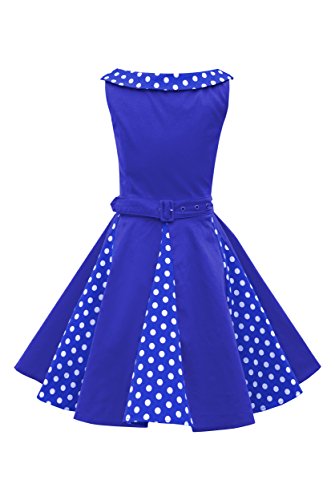 BlackButterfly Kinder 'Alexia' Vintage Polka-Dots Kleid im 50er-Jahre-Stil (Königsblau, 9-10 Jahre) von BlackButterfly