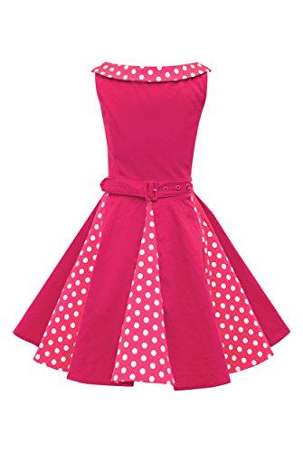 BlackButterfly Kinder 'Alexia' Vintage Polka-Dots Kleid im 50er-Jahre-Stil (Rosa, 5-6 Jahre) von BlackButterfly