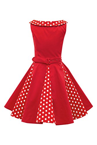 BlackButterfly Kinder 'Alexia' Vintage Polka-Dots Kleid im 50er-Jahre-Stil (Rot, 13-14 Jahre) von BlackButterfly
